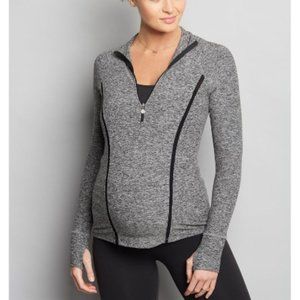 Beyond the Bump Gray Maternity Zip-Up Top